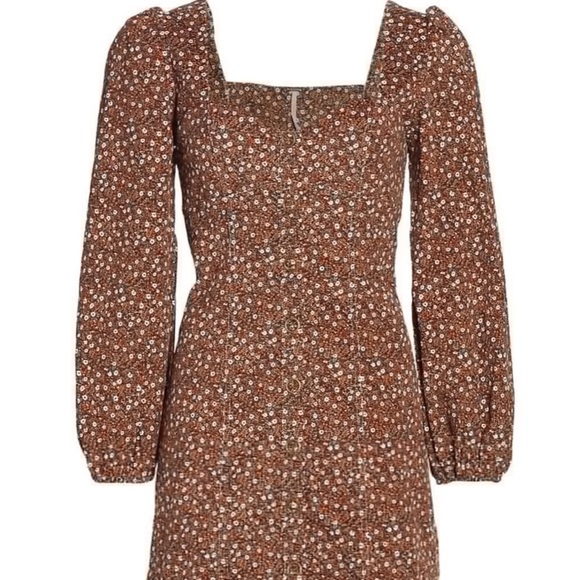 REVOLVE x FREE PEOPLE Call Me Cord Long puff Sleeve Snap front Mini new - Picture 9 of 13